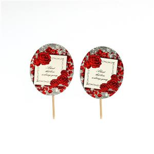 تاپر کوتاه تولد تم گل رز بسته 10 عددی