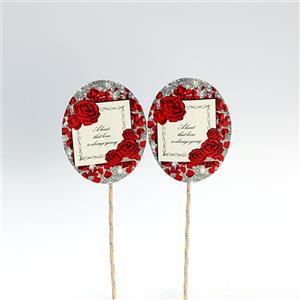 تاپر بلند تولد تم گل رز بسته 6 عددی