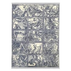 فرش ماشینی 440 شانه دنیای فرش زمینه و حاشیه سیلور مدل فانتزی کد 553