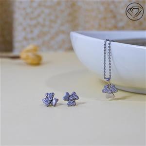 نیم ست نقره طرح  شبدر سه پر مدل GA-7007