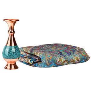 گلدان فیروزه کوبی کد 142 به همراه ترمه -