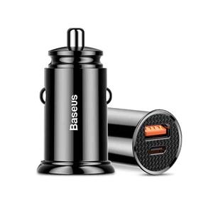 شارژر فندکی 30 وات دو پورت باسئوس مدل Baseus Square Metal PPS A C Car Charger