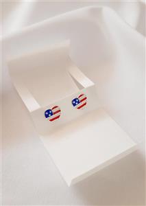 گوشواره زنانه نقره قلب پرچم آمریکا کد 584