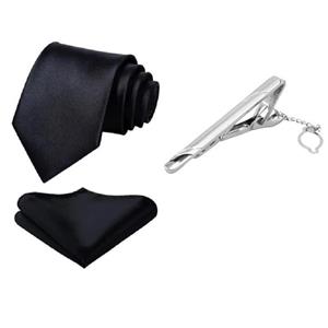 ست کراوات و دستمال جیب و گیره کراوات مردانه مدل TVF کد 43