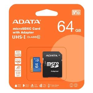 کارت حافظه‌ microSDHD ای دیتا مدل Premier کلاس 10 استاندارد UHS-I U1 سرعت 100MBps ظرفیت 64 گیگابایت