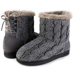 Women's Comfort Woolen Yarn Woven Bootie Slippers Memory Foam Plush Lining Slip-on House Shoes