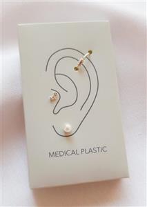 پرسینگ  دخترانه گوش نقره همراه با گوشواره مرواریدی کد 513