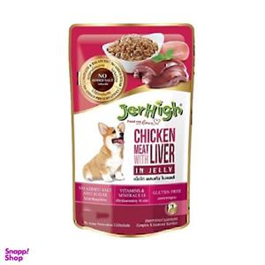 پوچ سگ جرهای مدل مرغ و جگر در ژله وزن 130 گرم