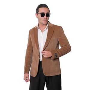 کت تک مردانه مدل مخمل کبریتی 3-3 رنگ شتری