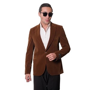 کت تک مردانه مدل مخمل ساده 1-1 رنگ شتری