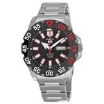 Seiko Men 5 Sports Monster Automatic Black Dial Stainless Steel Mens Watch SRP487, Silver