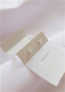 گوشواره زنانه نقره نگین زیرکنیا کد2 سفید