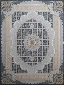 فرش 700 شانه نقشه مانلی زمینه دودی طلاکوب