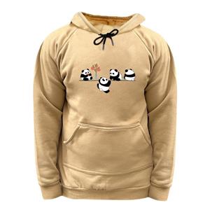 هودی زنانه مدل پاندا های بامزه رنگ کرم