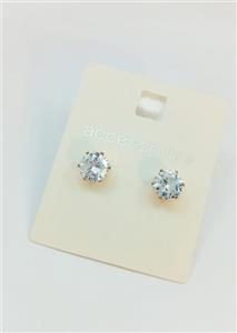 گوشواره زنانه میخی تکی نگین زیرکنیا کد8 طلایی