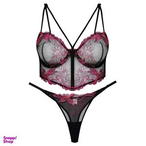 ست شورت و سوتین زنانه برتا مدل فنردار کد 5112-2511-EB رنگ مشکی