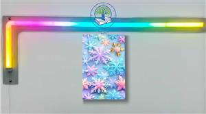 تابلو شاسی عکس کریسمس کیوت دانه های برف رنگین کمانی پاستلی