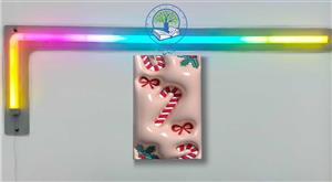 تابلو شاسی عکس کریسمس طرح اسکویشی سه بعدی آبنبات عصایی و ربان