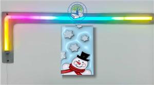 تابلو شاسی عکس کریسمس طرح اسکویشی سه بعدی آدم برفی و دانه های برف