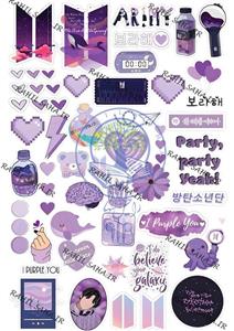 استیکر برش نخورده فانتزی کی پاپ بی تی اس آرمی بنفش مناسب اسکرپ بوک 