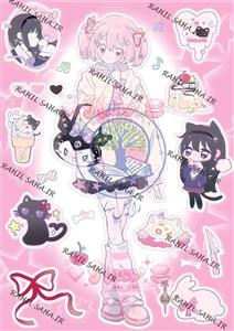 استیکر برش نخورده پینترستی دختر انیمه ای کرومی کاوایی مناسب اسکرپ بوک کد 4 