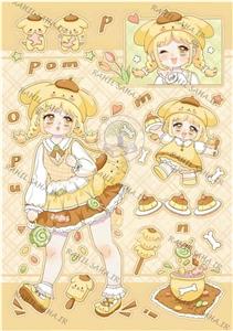 پک استیکر برش نخورده فانتزی سانریو پوم پوم پورین دختر انیمه ای مناسب اسکرپ بوک 