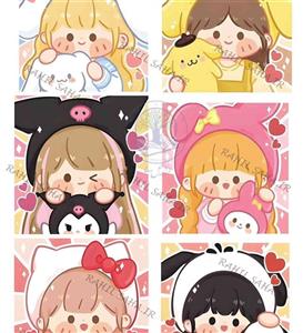 پک استیکر برش نخورده فانتزی سانریو هلوکیتی و دوستان دختر های کیوت مناسب اسکرپ بوک 