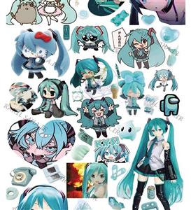 پک استیکر برش نخورده فانتزی پینترستی دختر انیمه ای هاتسونه میکو مناسب اسکرپ بوک 