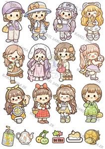 پک استیکر برش نخورده فانتزی کاراکتر های بامزه مناسب اسکرپ بوک 