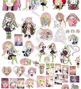 پک استیکر برش نخورده فانتزی انیمه دیمن اسلیر demon slayer شیطان کش میتسوری کد 2 مناسب اسکرپ بوک 