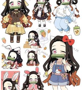 پک استیکر برش نخورده فانتزی انیمه دیمن اسلیر demon slayer شیطان کش نزوکو کیوت مناسب اسکرپ بوک 