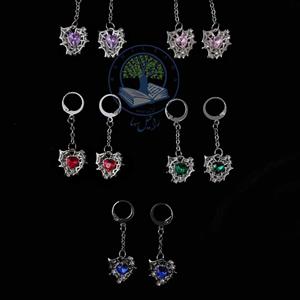 گوشواره گاتیک دارک زنجیر دار استیل تار عنکبوت نگین دار