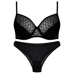 ست شورت و سوتین زنانه برتا مدل فنردار کد 5110-2430-HB رنگ مشکی