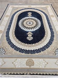 فرش 1200 شانه برجسته نقشه صدرا رنگ سرمه ای