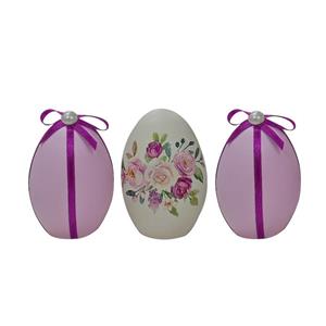 تخم مرغ تزیینی مدل گل بنفشه کد mk755 مجموعه 3 عددی