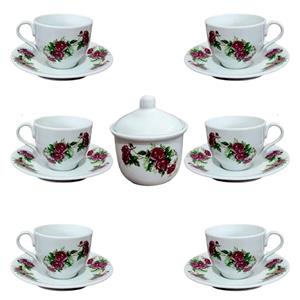 سرویس چای خوری 14 پارچه مرجان مدل گل سرخی کد 7200510281