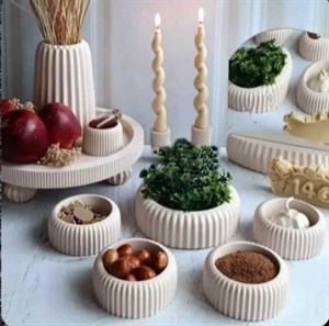 مجموعه ظروف هفت سین 7 پارچه مدل  مراکشی پایه دار