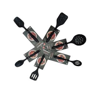 سرویس کفگیر و ملاقه 6 پارچه شنگیا مدل سیلیکونی کهکشانی شیار دار طرح مینیاتوری