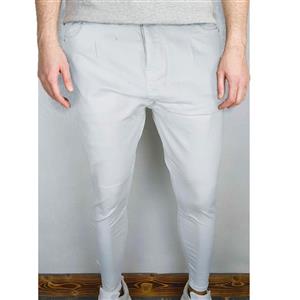 شلوار جین سفید مردانه دم پا زیپی کد 30017