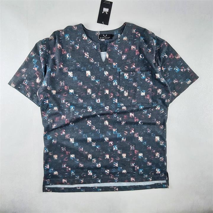 تیشرت یقه کوبایی مردانه طرح پیکسلی کد 9201