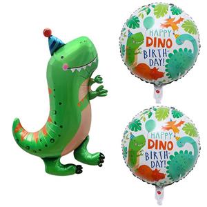 بادکنک فویلی لاکی بالونز طرح دایناسور کلاه دار و Happy Birthday طرح DINO کد 1004 مجموعه 3 عددی