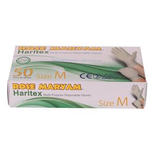 دستکش یکبار مصرف رزمریم مدل حری‌تکس سایز M بسته 50 عددی