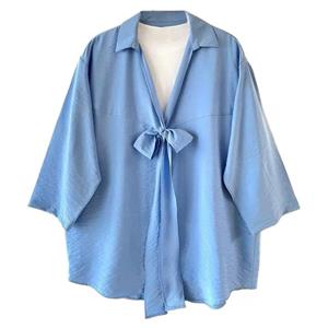 شومیز زنانه مدل پاپیونی رنگ آبی