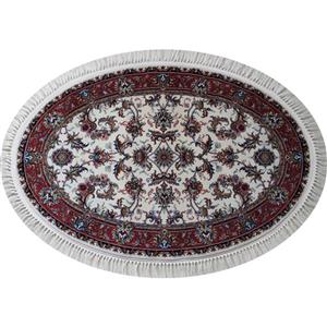 فرش ماشینی مدل بیضی طرح صبا زمینه کرم