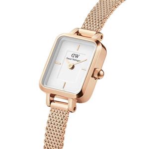 ساعت مچی دنیل ولینگتون زنانه مستطیلی ظریف رزگلد صفحه سفید w-4155