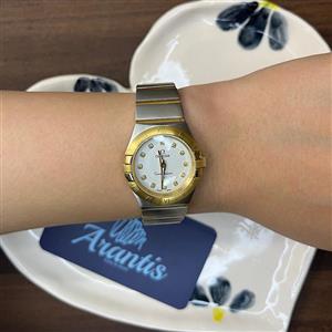 ساعت امگا زنانه کانسلیشن دورنگ طلایی نگین w-4922