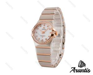 ساعت امگا کانسلیشن زنانه رزگلد سیلور نگین دار w-6704