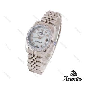 ساعت رولکس دیت جاست زنانه نقره ای نگین دار w-2273