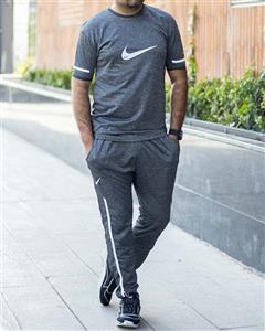 ست تیشرت شلوار زغال سنگی مردانه آستین کوتاه NIKE مدل 1601