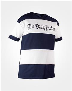 تیشرت مردانه آستین کوتاه سفید سرمه ای کبریتی یقه کوبایی مدل 1681